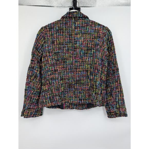 Coldwater Creek Rainbow Multicolor Women's Tweed Zip Jacket Blazer 16 Wool Work - Picture 8 of 9